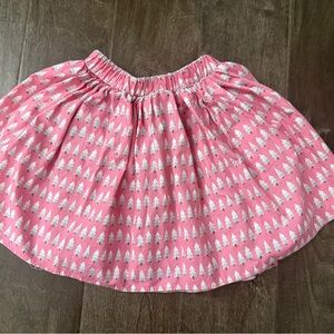 Ricrac & Ruffles pink Christmas skirt with white trees